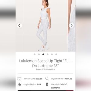 Lululemon Speed Up Tight *Full On Luxtreme 28" Sz 6 Eternal Wave Grey
